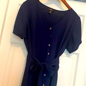 Button down blue dress with tie